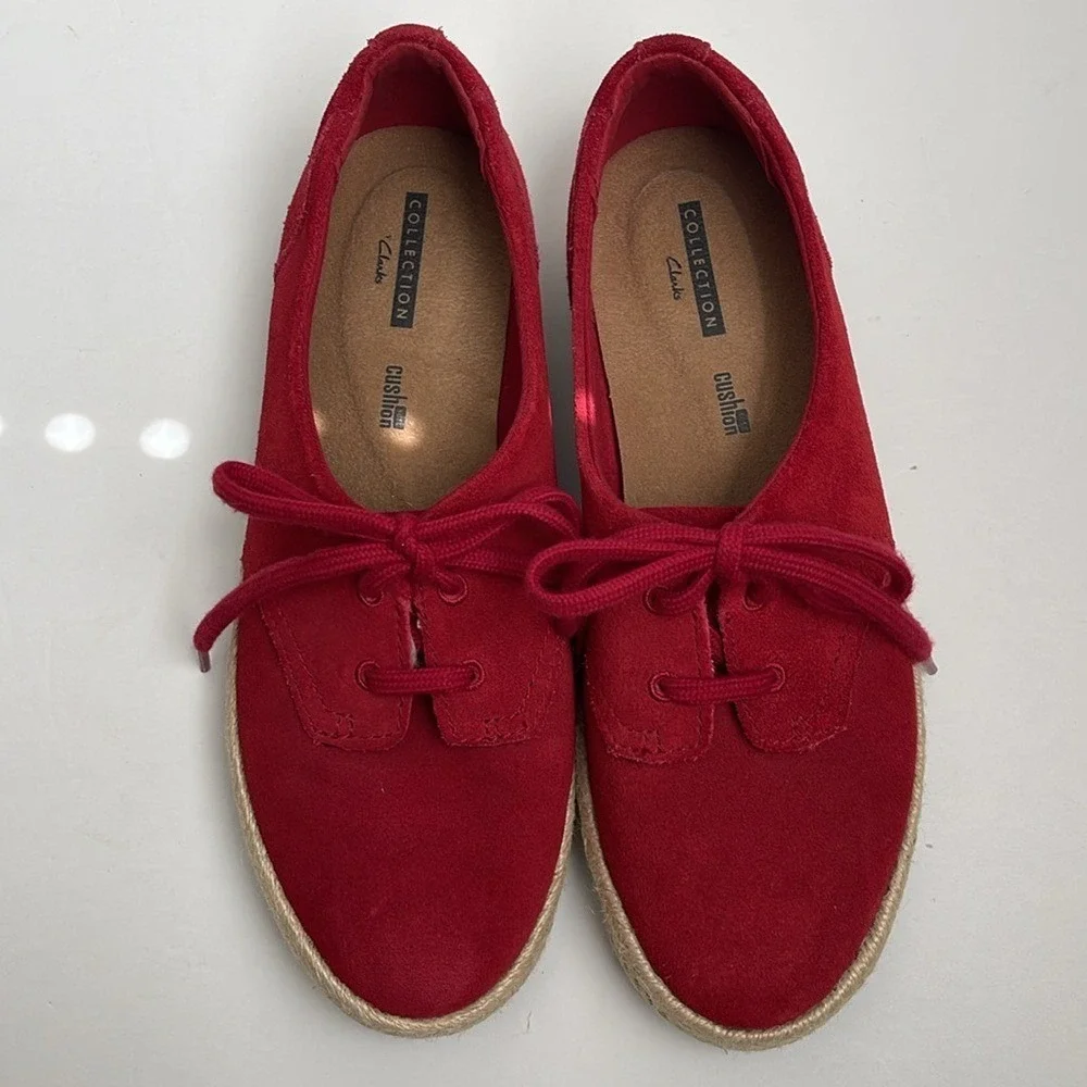 Clarks Collection Women's Red‎ Espadrille Loafers Sneakers 8